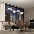 Hliníkový lustr s bílým foukaným skleněným světlem - Alma Viadurini