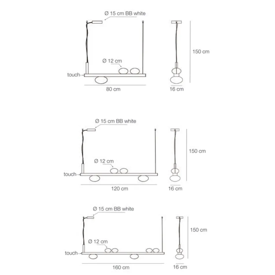 Hliníkový lustr s bílým foukaným skleněným světlem - Alma Viadurini
