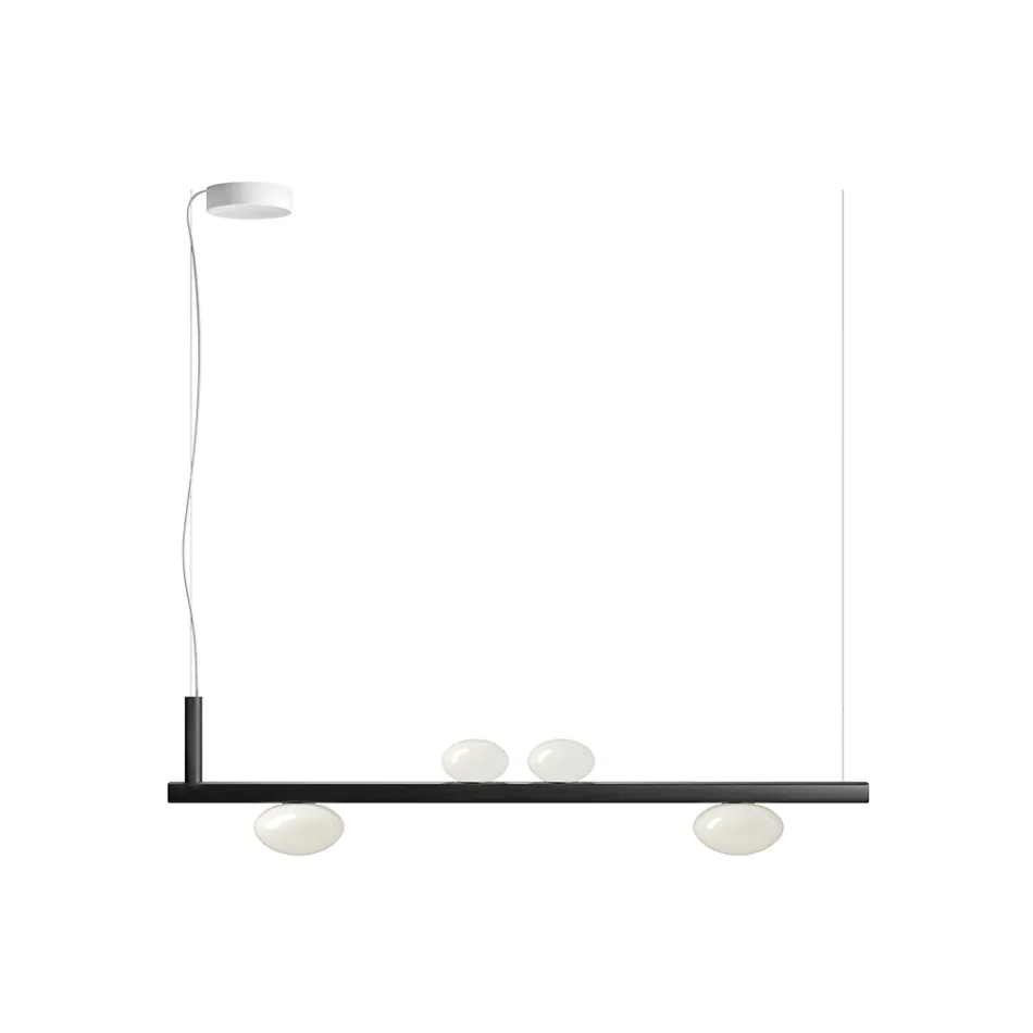 Hliníkový lustr s bílým foukaným skleněným světlem - Alma Viadurini