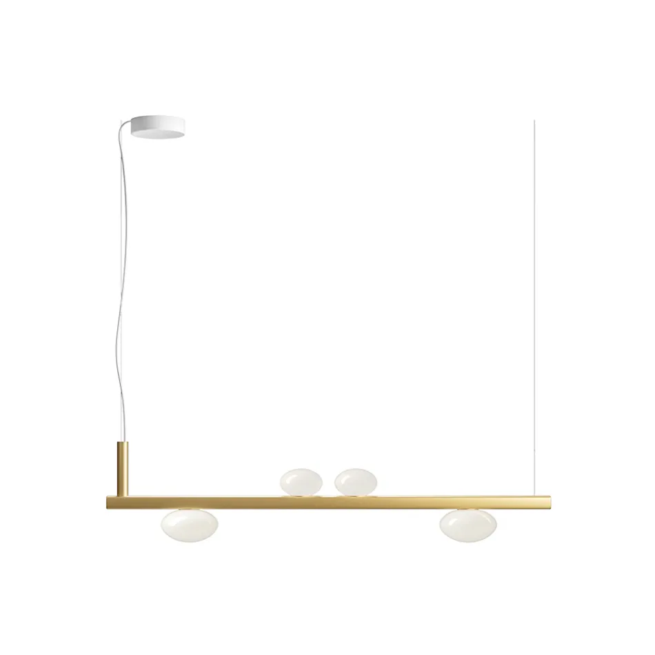 Hliníkový lustr s bílým foukaným skleněným světlem - Alma Viadurini