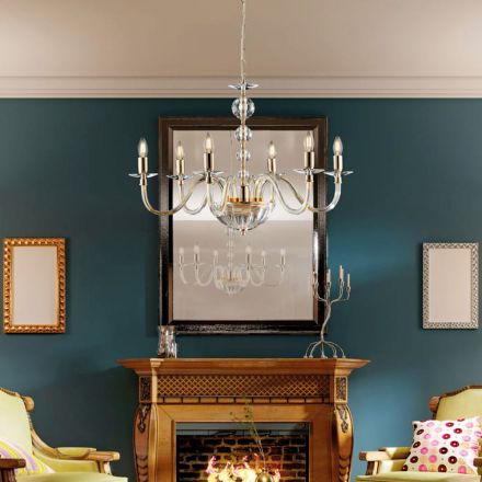 Lustr ze skla a kamínků vyrobený v Itálii pro interiérovou dekoraci - Madrid Viadurini