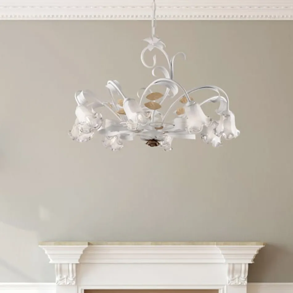 Slonovinový lakovaný železný lustr vyrobený v Itálii pro interiérové dekorace - Marrákeš Viadurini