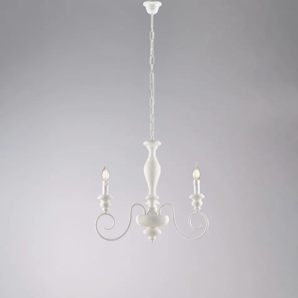 Italský lustr ze dřeva a lakovaného železa pro interiérovou dekoraci - Toskánsko Viadurini