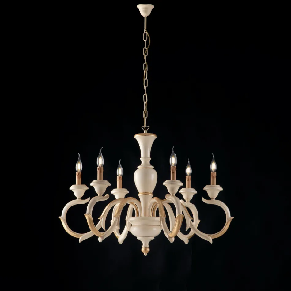 Dřevěný lustr vyrobený v Itálii pro interiérové dekorace - Florencie Viadurini