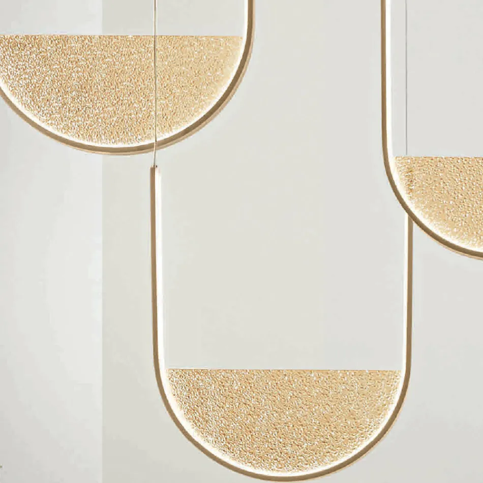 Kovový lustr s vyjímatelnou vložkou z granulovaného skla - Catalpa Viadurini