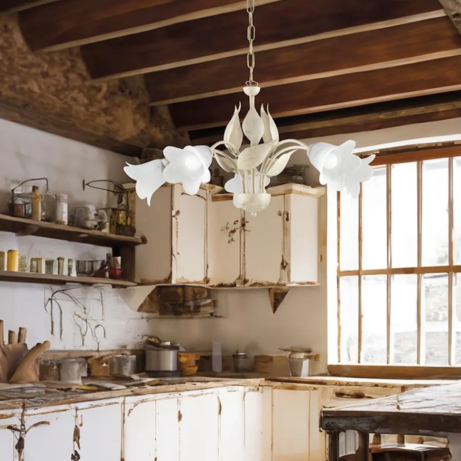 Kovový a skleněný lustr pro osvětlení rafinovaných interiérů – Sirio Viadurini