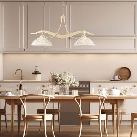 Dvousvětlý skleněný kovový lustr pro interiérové osvětlení - Musca Viadurini