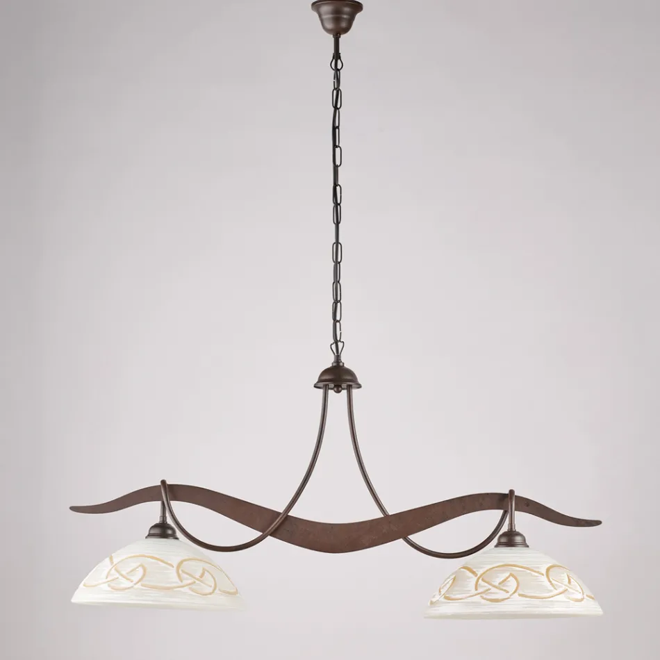 Dvousvětlý skleněný kovový lustr pro interiérové osvětlení - Musca Viadurini