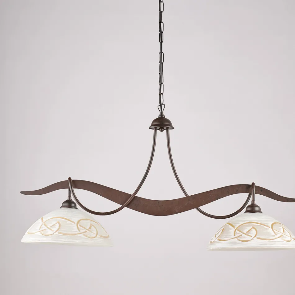 Dvousvětlý skleněný kovový lustr pro interiérové osvětlení - Musca Viadurini