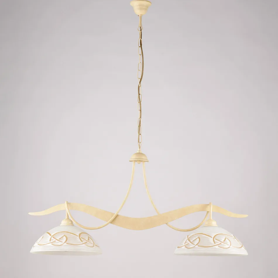 Dvousvětlý skleněný kovový lustr pro interiérové osvětlení - Musca Viadurini