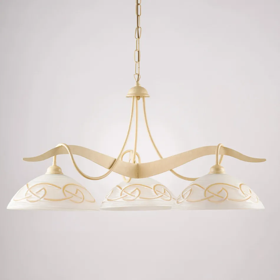 Lustr se 3 žárovkami ze skla a kovu pro interiérové osvětlení - Musca Viadurini