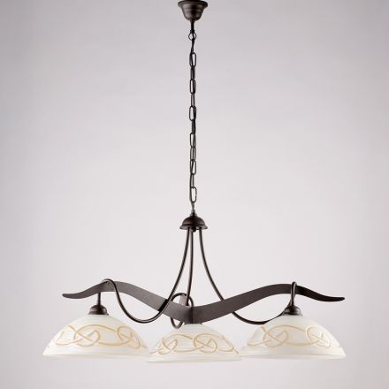 Třísvítkový skleněný kovový lustr pro interiérové osvětlení - Musca Viadurini