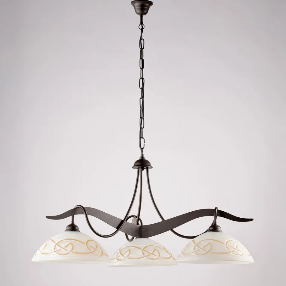 Třísvítkový skleněný kovový lustr pro interiérové osvětlení - Musca Viadurini