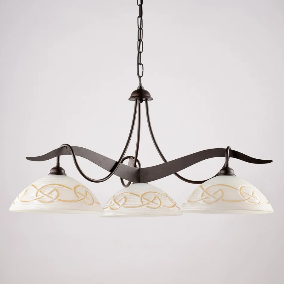 Třísvítkový skleněný kovový lustr pro interiérové osvětlení - Musca Viadurini