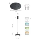 Zlatý lakovaný kovový lustr s LED světlem a barevným sklem - habr Viadurini