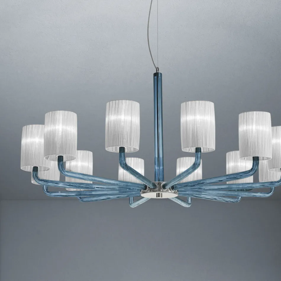 Lustr z benátského skla a kovu ručně vyrobený v Itálii - Graham Viadurini