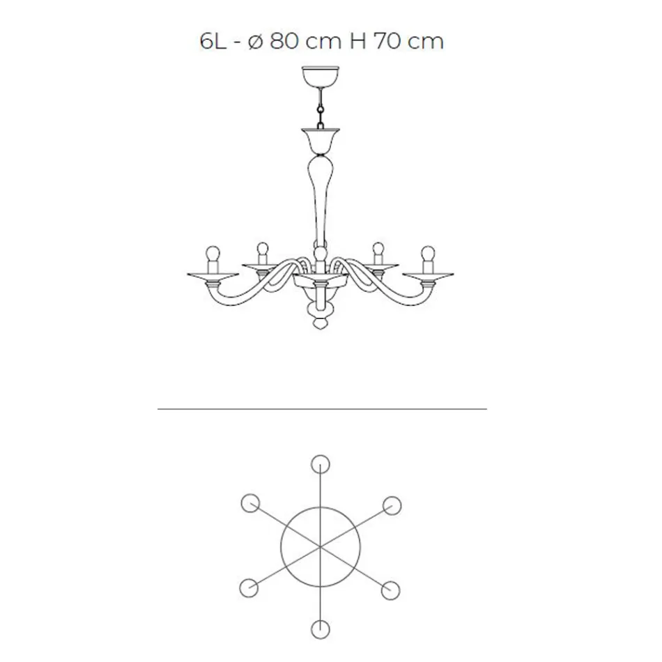 Klasický styl ručně foukaného lustru z benátského skla - Demetra Viadurini