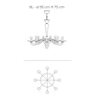 Klasický styl ručně foukaného lustru z benátského skla - Demetra Viadurini