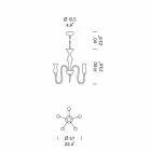 Lustr z 5 světelného skla vyrobený ručně v Itálii - Vittoria Viadurini