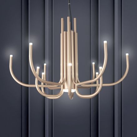 13 světel LED lustr v bílém, černém nebo zlatém lakovaném kovu - Scorpio Viadurini