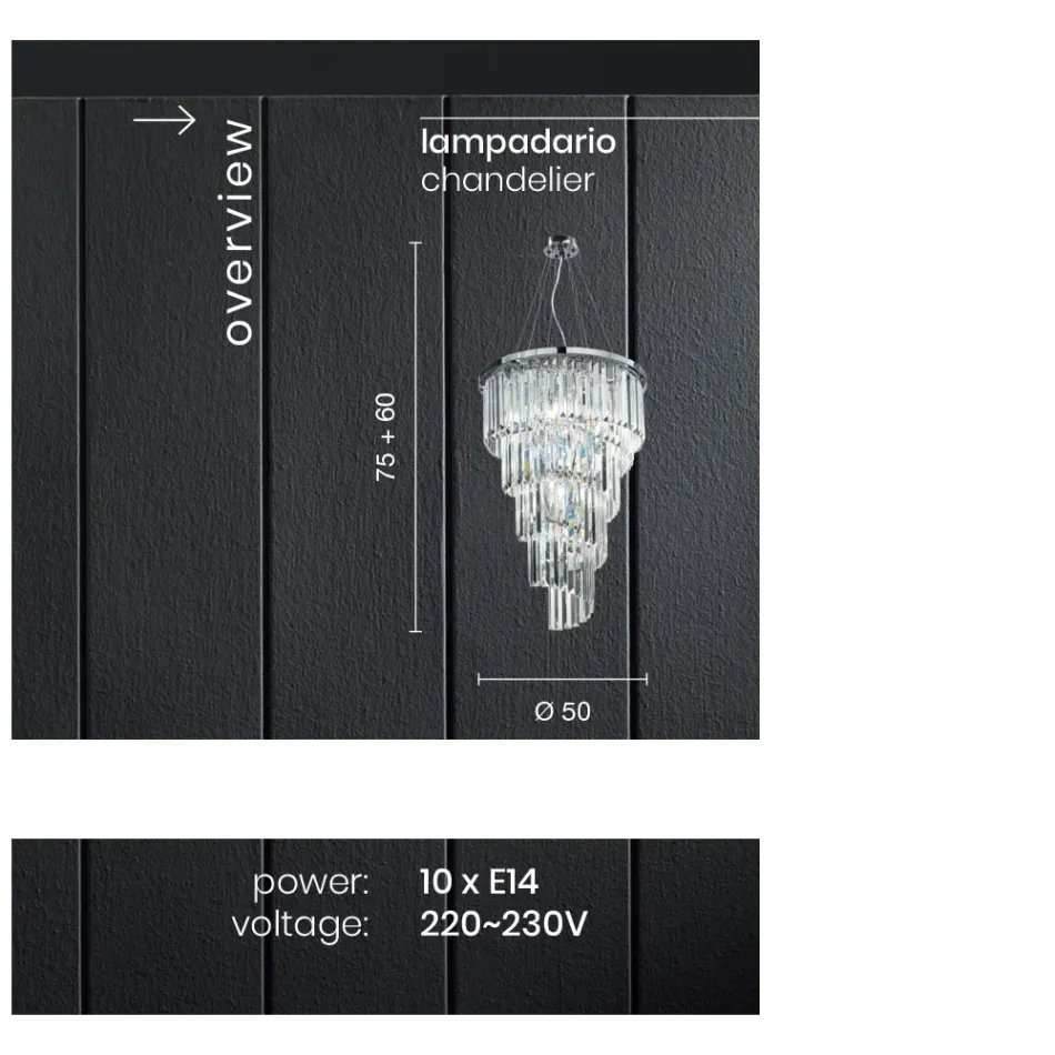 Klasický luxusní lustr z chromovaného kovu a broušeného křišťálu - Lambert Viadurini