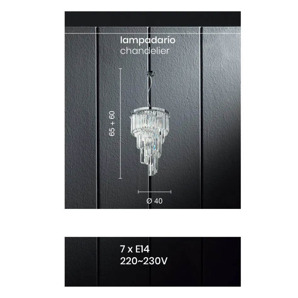 Klasický luxusní lustr z chromovaného kovu a broušeného křišťálu - Lambert Viadurini