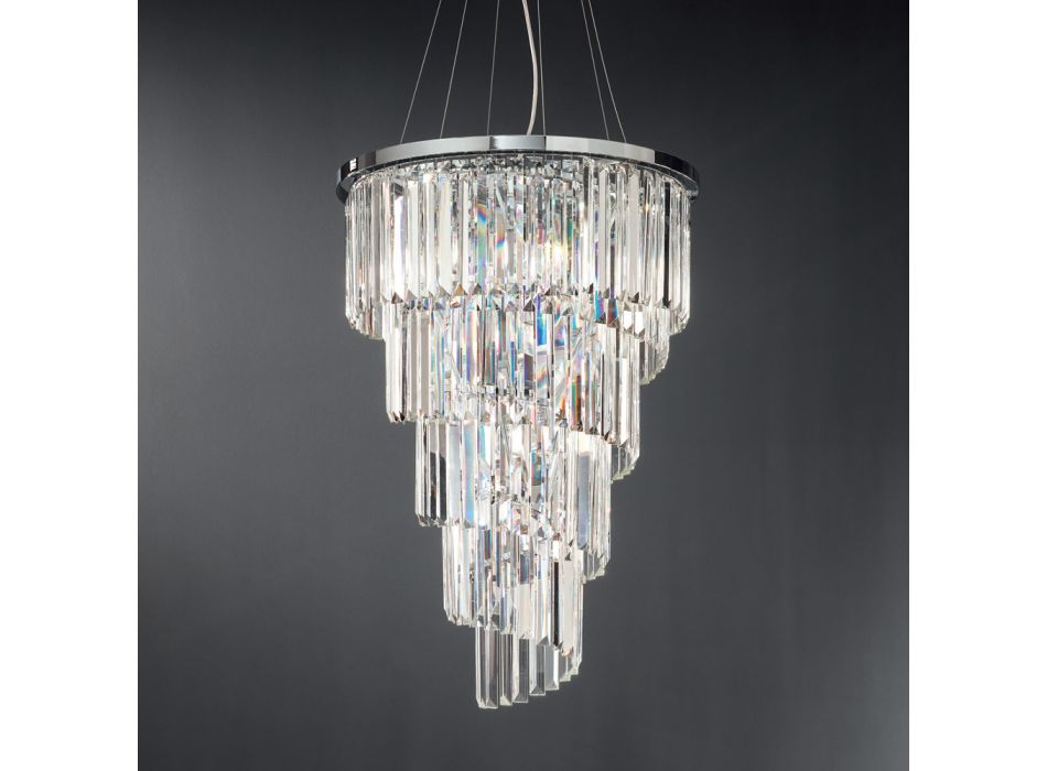 Klasický luxusní lustr z chromovaného kovu a broušeného křišťálu - Lambert Viadurini