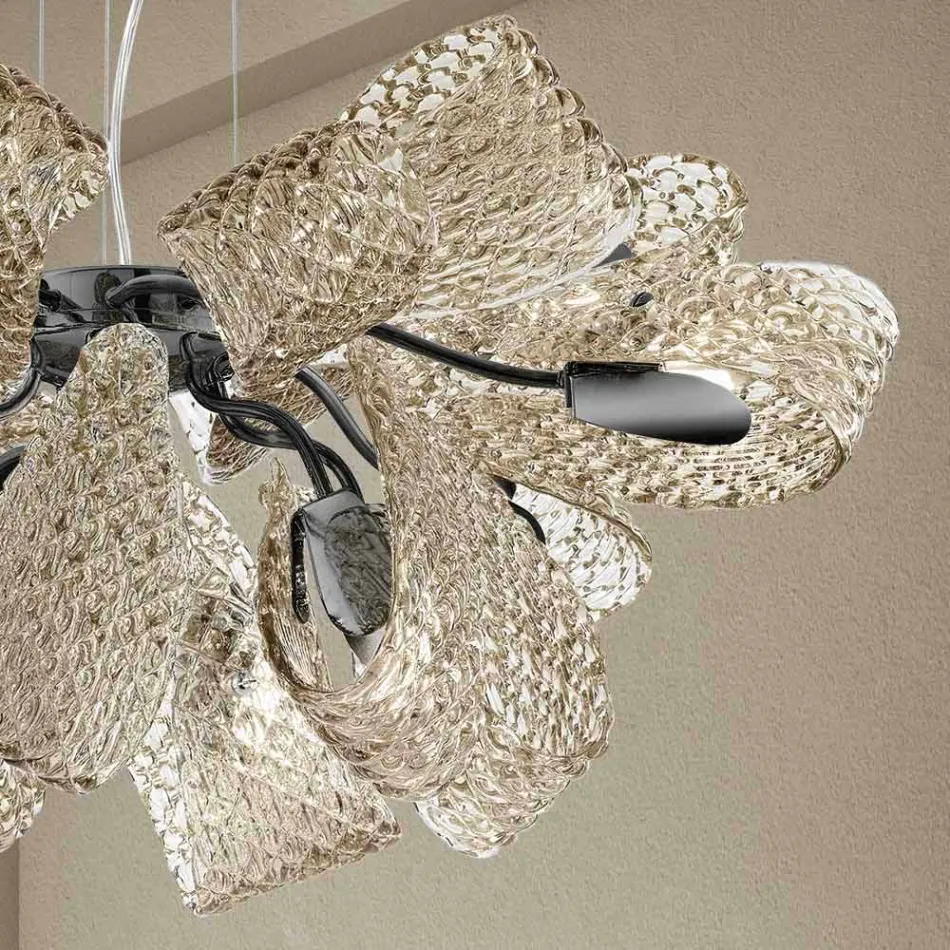 Moderní lustr s 12 světly v benátském skle, vyrobený v Itálii - Diamonique Viadurini