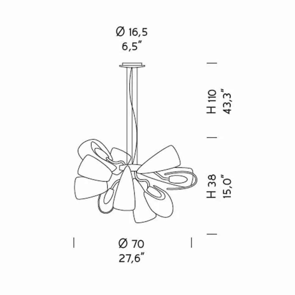 Moderní lustr s 12 světly v benátském skle, vyrobený v Itálii - Diamonique Viadurini