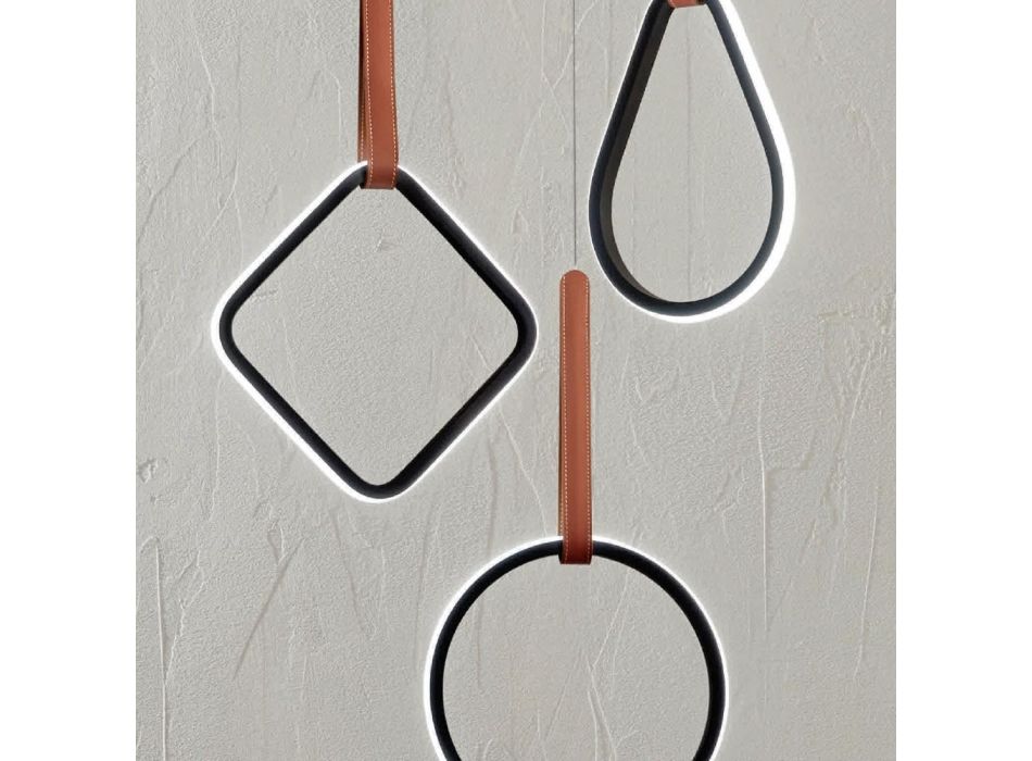Moderní lustr s geometrickými tvary z kovu a umělé kůže - cypřiš Viadurini