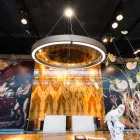 Moderní ocelový a skleněný lustr s dřevěnou vložkou vyrobený v Itálii - Soul Viadurini