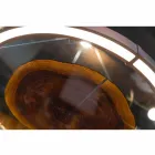 Moderní ocelový a skleněný lustr s dřevěnou vložkou vyrobený v Itálii - Soul Viadurini