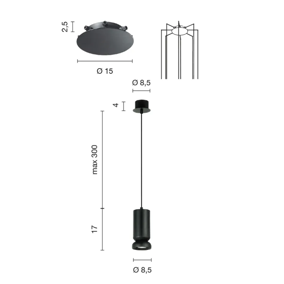 Moderní lustr z práškově lakovaného hliníku s nastavitelným kabelem - Buxus Viadurini