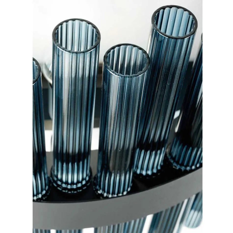 Moderní foukané sklo a kovový lustr Italské řemeslné zpracování - Maesta Viadurini