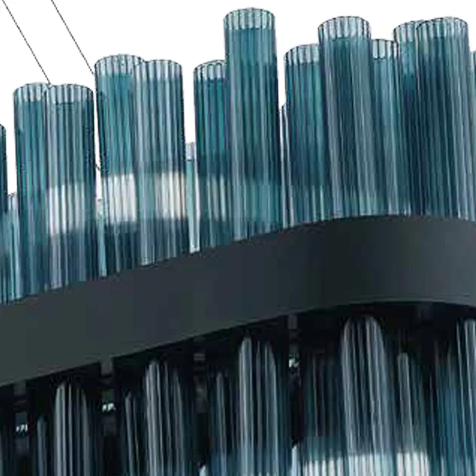 Moderní foukané sklo a kovový lustr Italské řemeslné zpracování - Maesta Viadurini