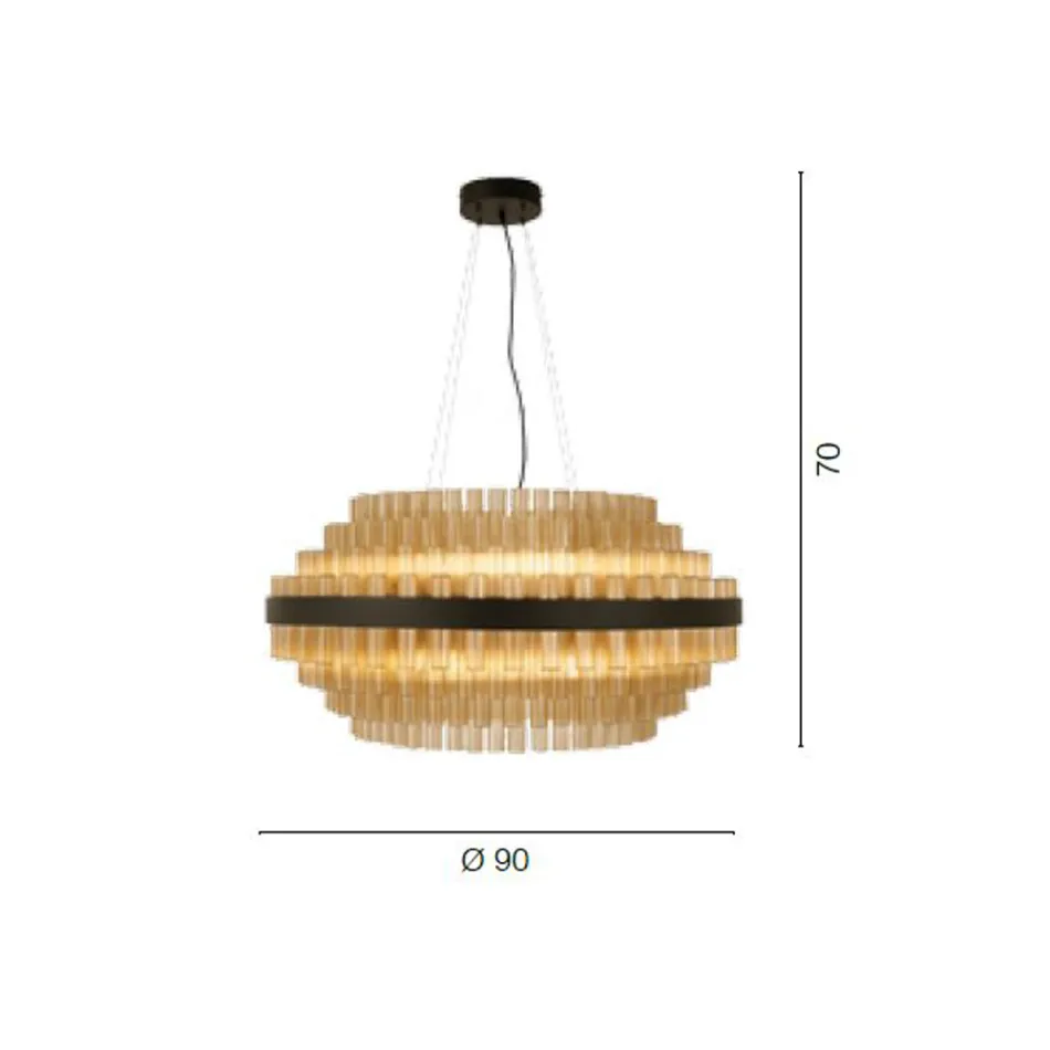 Moderní foukané sklo a kovový lustr Italské řemeslné zpracování - Maesta Viadurini