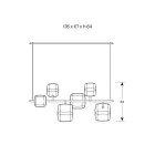 Horizontální lustr z kovu a průhledného skla Pyrex - Iperspazio Viadurini