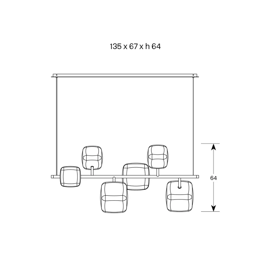 Horizontální lustr z kovu a průhledného skla Pyrex - Iperspazio Viadurini
