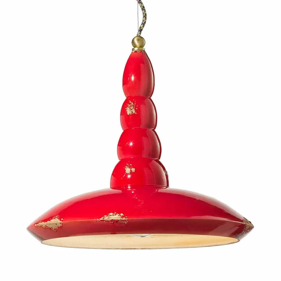 retro lustr suspenze řemeslník keramika Ferroluce Viadurini