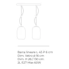 Závěsná lampa se dvěma žárovkami, ručně foukané sklo, vyrobeno v Itálii - Soffio Viadurini