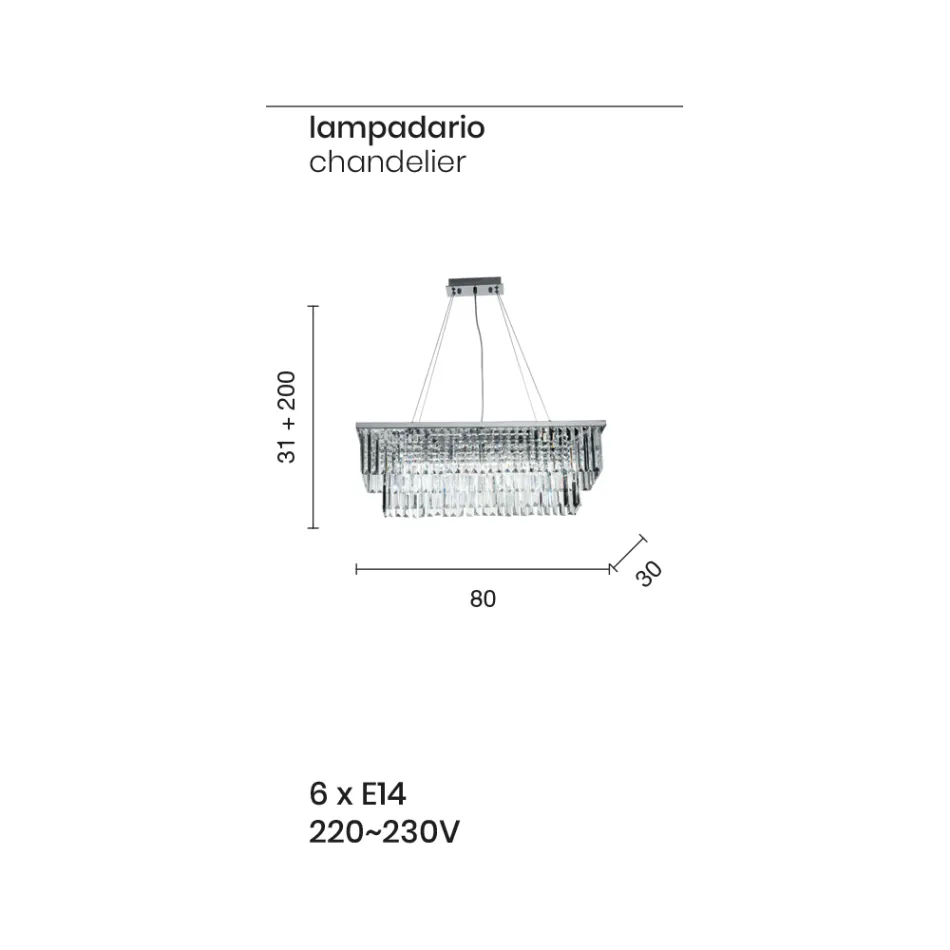 Klasický závěsný lustr kovový a luxusní broušený křišťál - Mirielle Viadurini