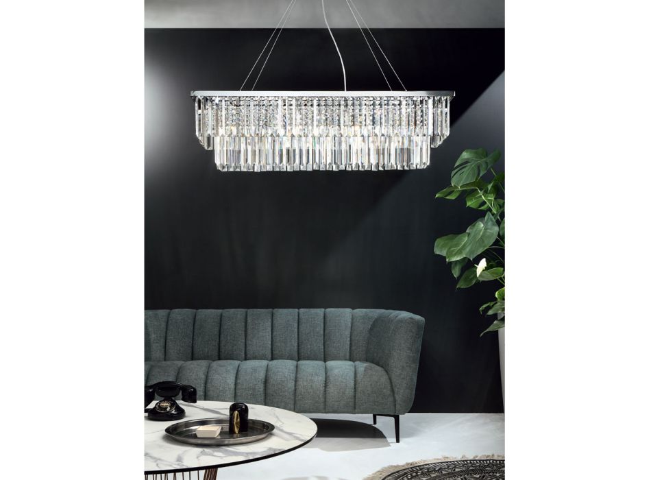 Klasický závěsný lustr kovový a luxusní broušený křišťál - Mirielle Viadurini