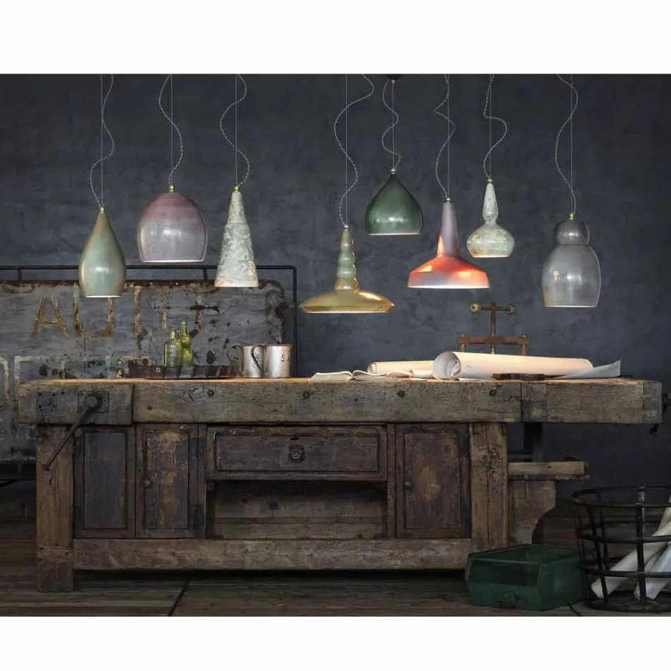 Lustr suspendován v retro stylu keramické Ferroluce Viadurini