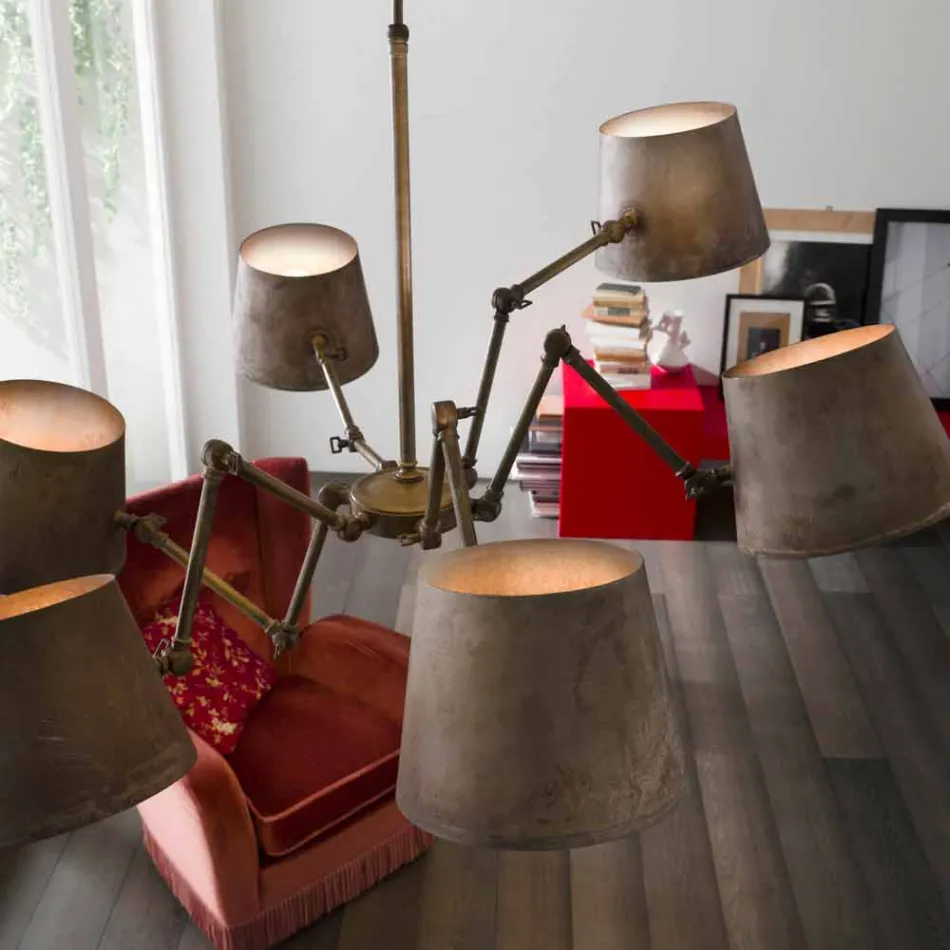 Průmyslový styl lustr do železa a mosazi Reporter Il Fanale Viadurini