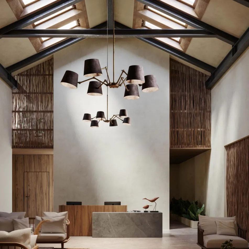 Lustr v industriálním stylu ze železa a mosazi Reporter Il Fanale Viadurini