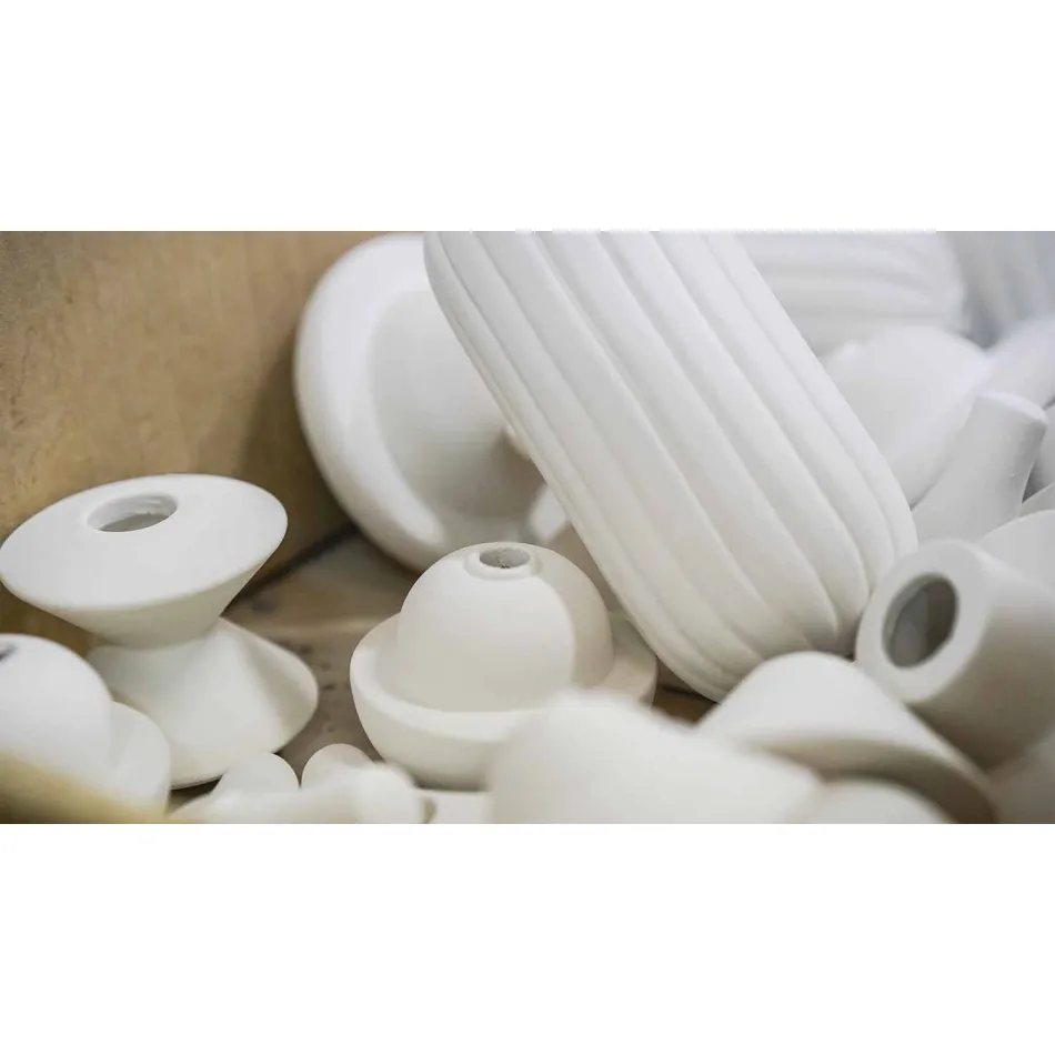 Vintage zelený nebo žlutý keramický lustr vyrobený v Itálii - Ferroluce Lariat Viadurini