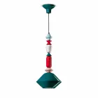 Vintage zelený nebo žlutý keramický lustr vyrobený v Itálii - Ferroluce Lariat Viadurini