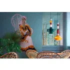 Vintage zelený nebo žlutý keramický lustr vyrobený v Itálii - Ferroluce Lariat Viadurini