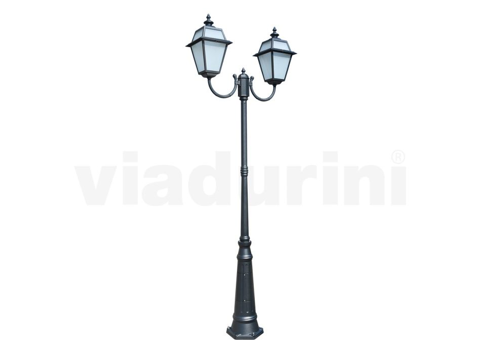 Stojan na lampu 2 světla v hliníkovém a skleněném vintage stylu Made in Italy - Vivian Viadurini