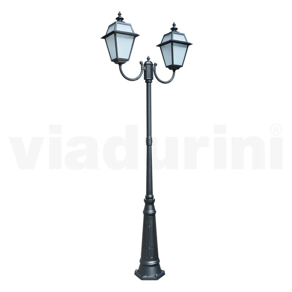 Stojan na lampu 2 světla v hliníkovém a skleněném vintage stylu Made in Italy - Vivian Viadurini